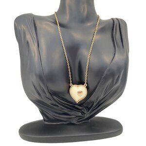 Vintage Sarah Coventry Canada Gold-Tone Necklace With Heart Pendant Featuring Cr